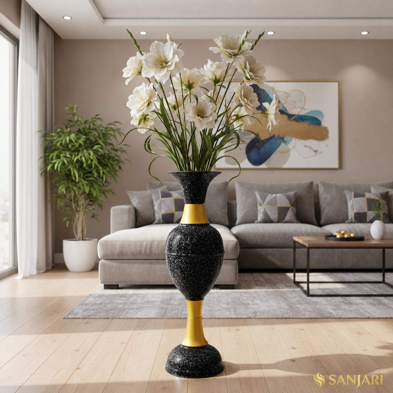 sanjari elegant metal 30 inches height long flower vase big size stylish home decor accent with durable craftsmanship – contemporary design for flowers, living room, and wedding decor | pack of 1 sanjari elegant metal 30 inches height long flower vase big size stylish home decor accent with durable craftsmanship – contemporary design for flowers, living room, and wedding decor | pack of 1