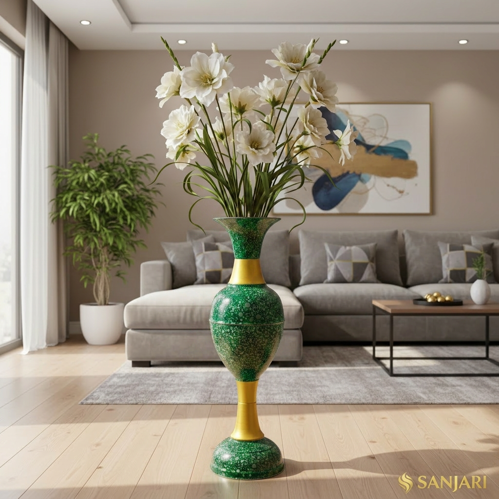 sanjari elegant metal 30 inches height long flower vase big size stylish home decor accent with durable craftsmanship – contemporary design for flowers, living room, and wedding decor | pack of 1 sanjari elegant metal 30 inches height long flower vase big size stylish home decor accent with durable craftsmanship – contemporary design for flowers, living room, and wedding decor | pack of 1