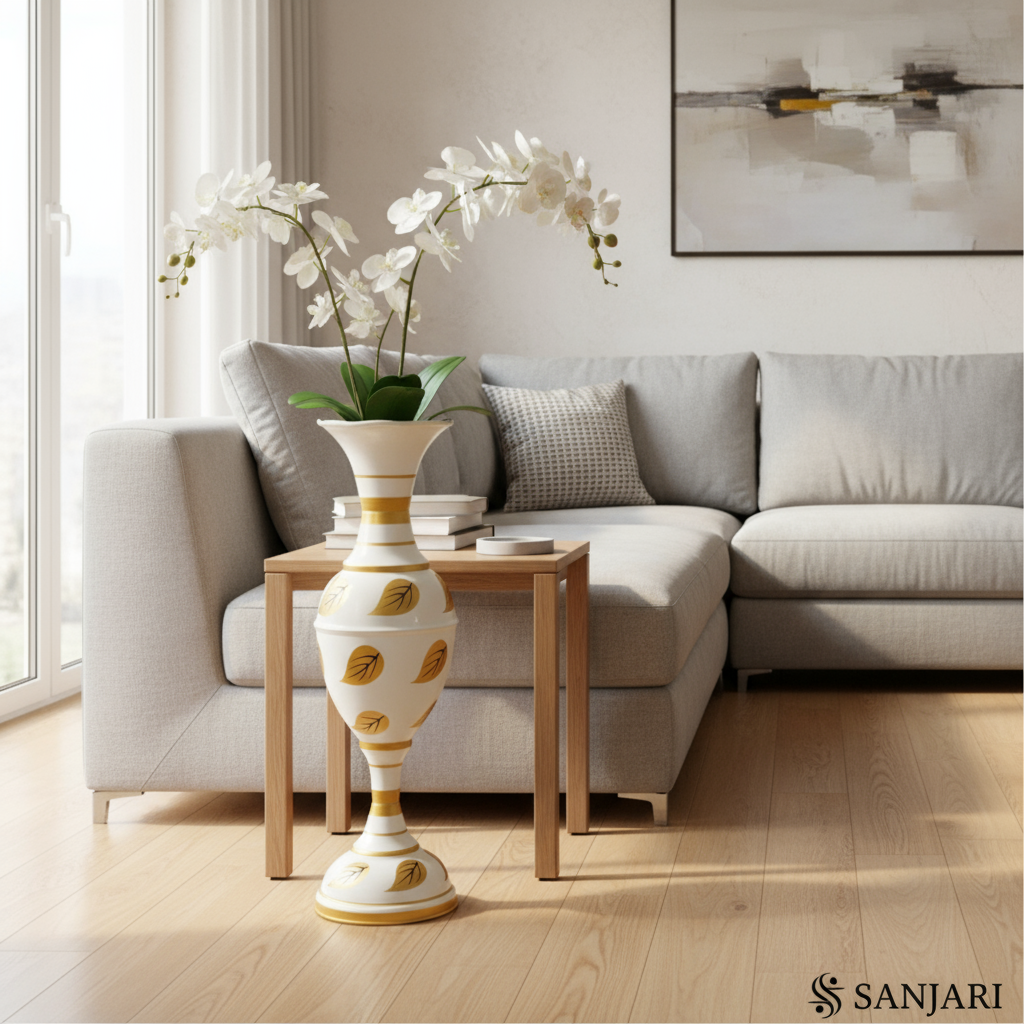 sanjari elegant metal 30 inches height long flower vase big size stylish home decor accent with durable craftsmanship – contemporary design for flowers, living room, and wedding decor | pack of 1