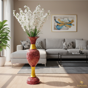 SANJARI Elegant Metal 30 Inches Height Long Flower Vase Big Size - Stylish Home Decor Accent with Durable Craftsmanship – Contemporary Design for Flowers, Living Room, and Wedding Decor | Pack of 1