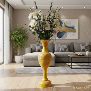 sanjari elegant metal 30 inches height long flower vase big size stylish home decor accent with durable craftsmanship – contemporary design for flowers, living room, and wedding decor | pack of 1