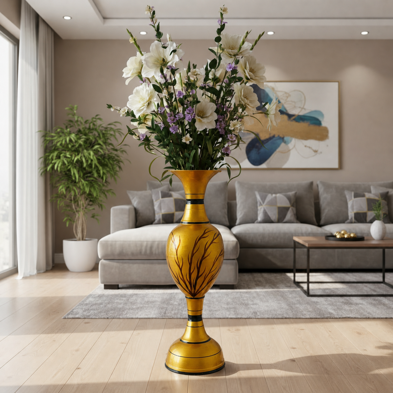sanjari nature luxe (nl gh04) decorative metal flower vase 30 inch height long golden and black stylish home decor accent with durable craftsmanship – contemporary design for artificial flowers, living room, and wedding decor | sanjari nature luxe (nl gh04) decorative metal flower vase 30 inch height long golden and black stylish home decor accent with durable craftsmanship – contemporary design for artificial flowers, living room, and wedding decor |